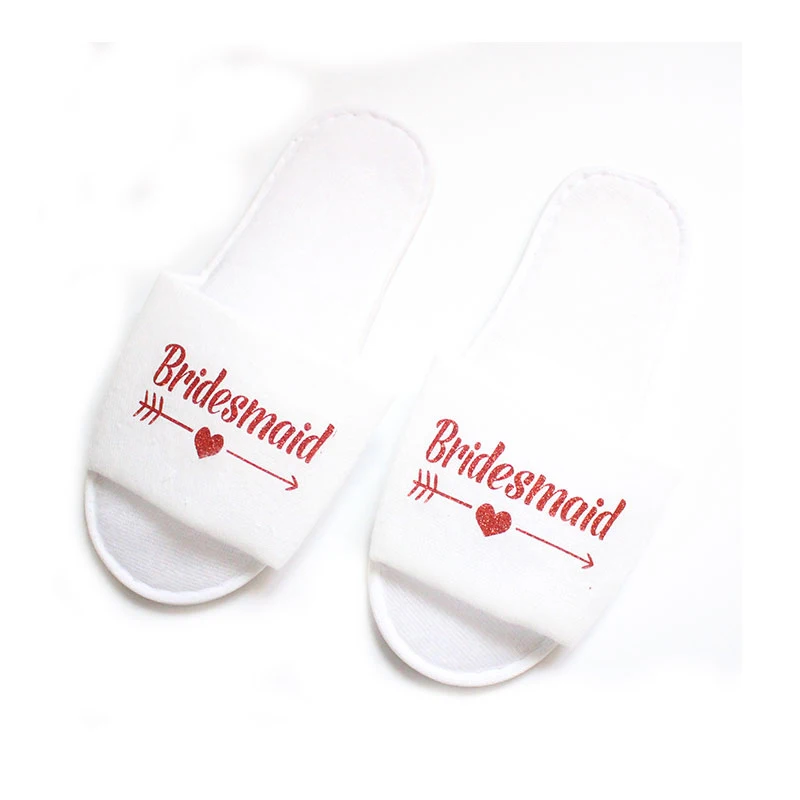 1 пара Красные блестящие буквы Свадебные шлепанцы для вечеринки Шлепанцы