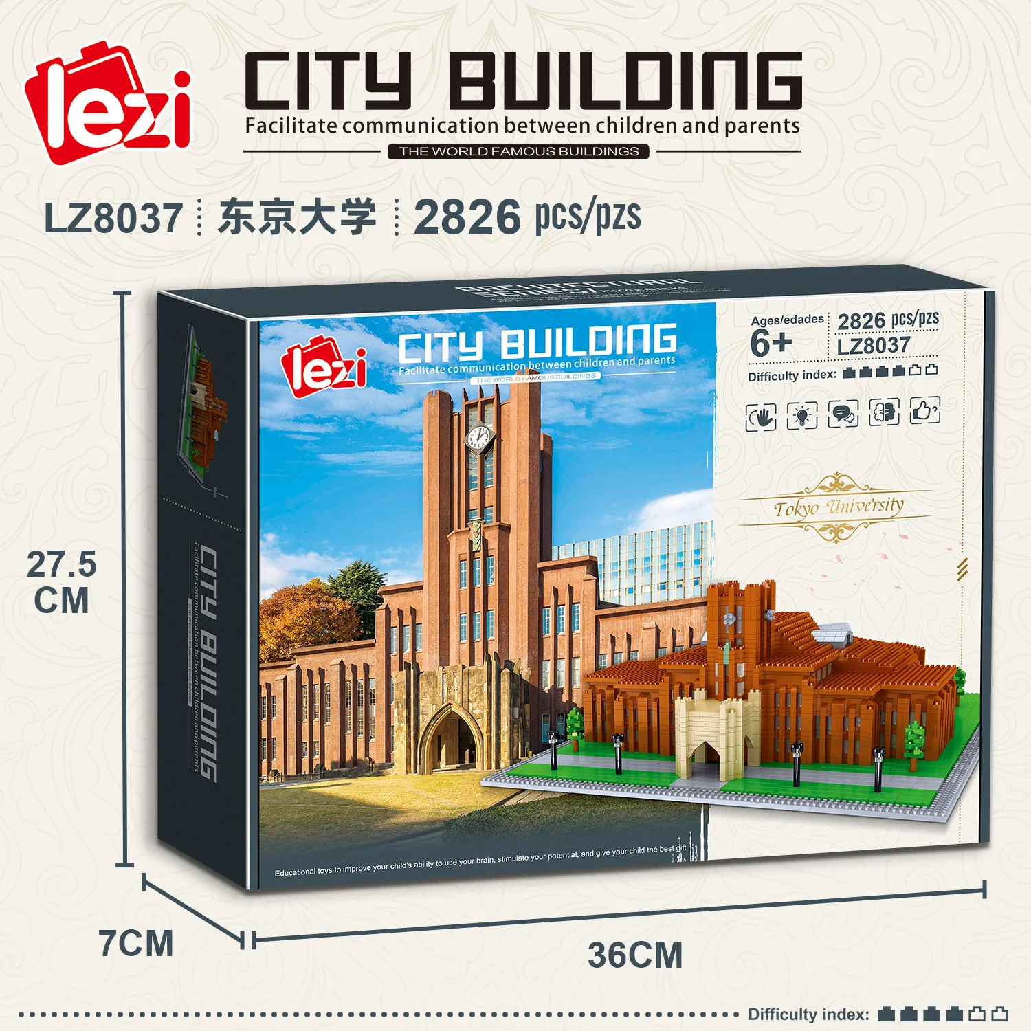 

2826pcs University of Tokyo World Architecture 3D Model DIY Mini Diamond Building Blocks Bricks Toys for Children Gift
