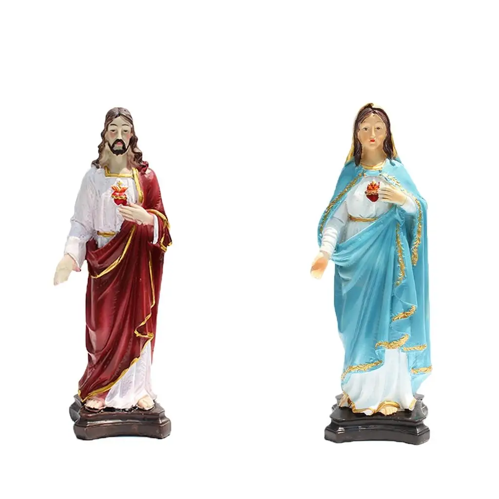 

2/set Holy Jesus And Virgin Mary Figurines Christ Statues Sculpture Gift
