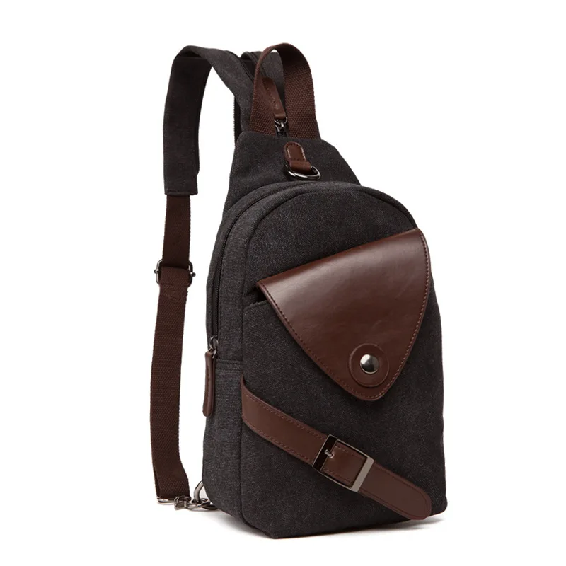 

MAKETINA new men's mini messenger bag lightweight casual travel infantry backpack canvas stitching leather bag
