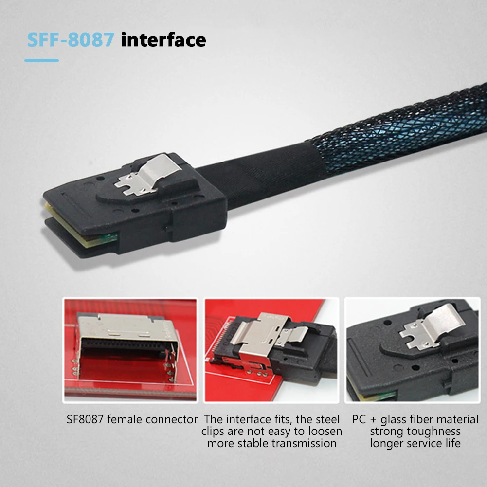

Кабель для сервера 12 Гбит/с, шнур для жесткого диска Mini SAS, линия передачи данных SFF8087, кабель для передачи данных SATA от 36P до 4, 4 x SFF-8087 Mini-SAS