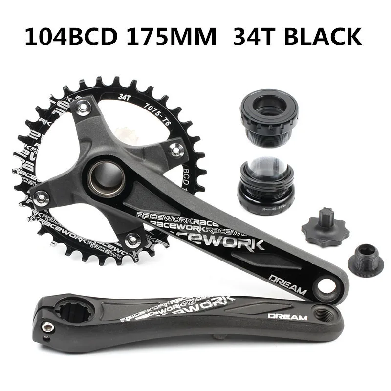 Велосипедный Кривошип 104BCD MTB велосипедный шатун из алюминиевого сплава с нижней велосипедной шатуной 175 мм 32T 34T 36T 38T пластина