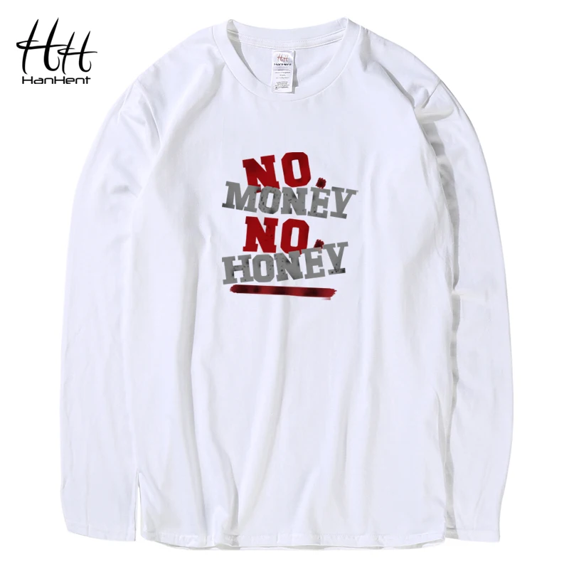 HanHent No Money Honey футболки модные тренды 2016 для мужчин Хлопковая мужская футболка
