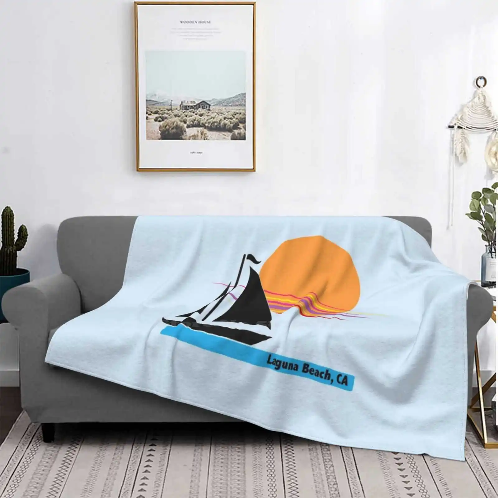 

Manta suave y carlida para la playa, Socal, Boat, vela, atardecer en el mar, para el Sur de California, Laguna y California