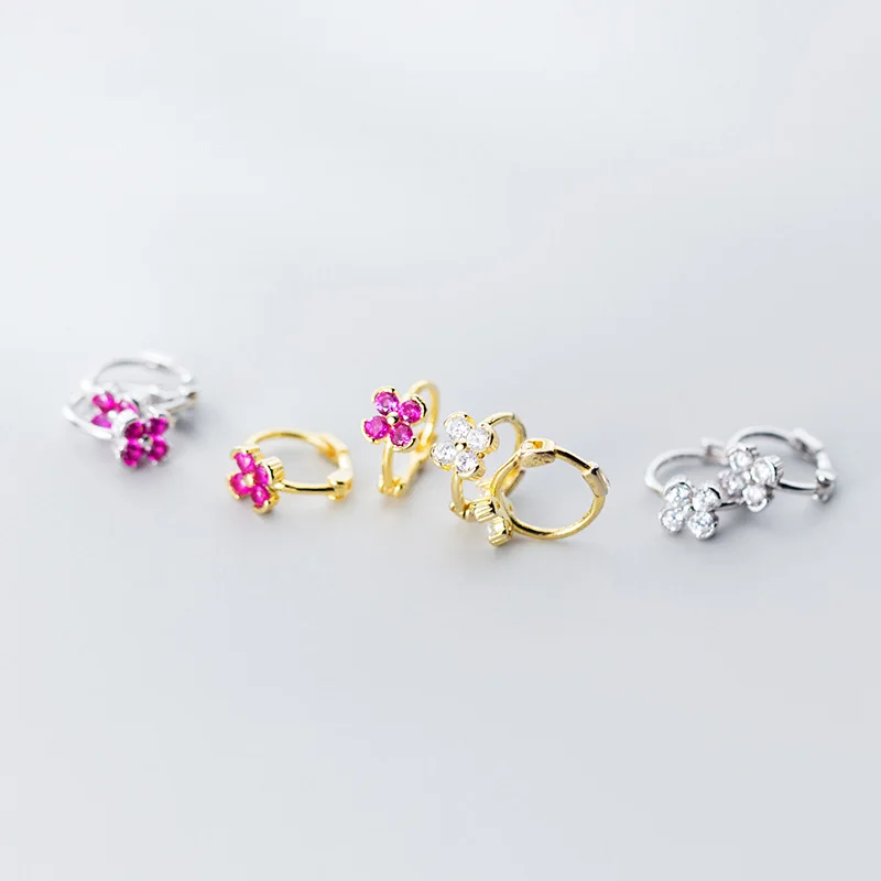 Trustdavis 100% Серебро 925 пробы милые Сверкающие Цветы CZ серьги кольца S925 для женщин