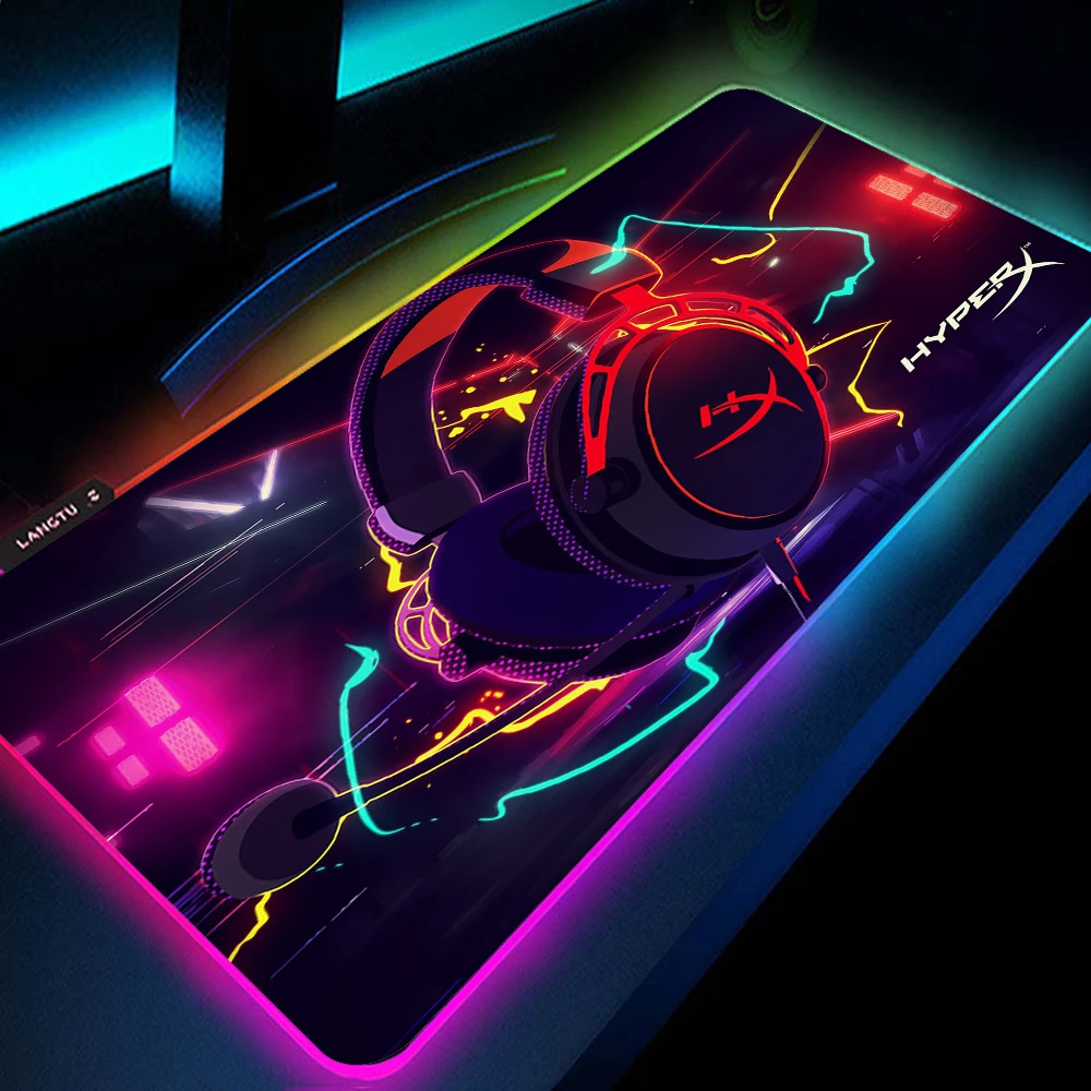 

Геймерский коврик для мыши GuJiaDuo Hyperx, игровой RGB коврик для мыши Csgo, аксессуары для настольных игр, светящийся светодиодный игровой стол