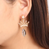 crown water drop dangle earrings for women girls za new woman brincos irregular earring 2019 gold fashion bohemian jewelry