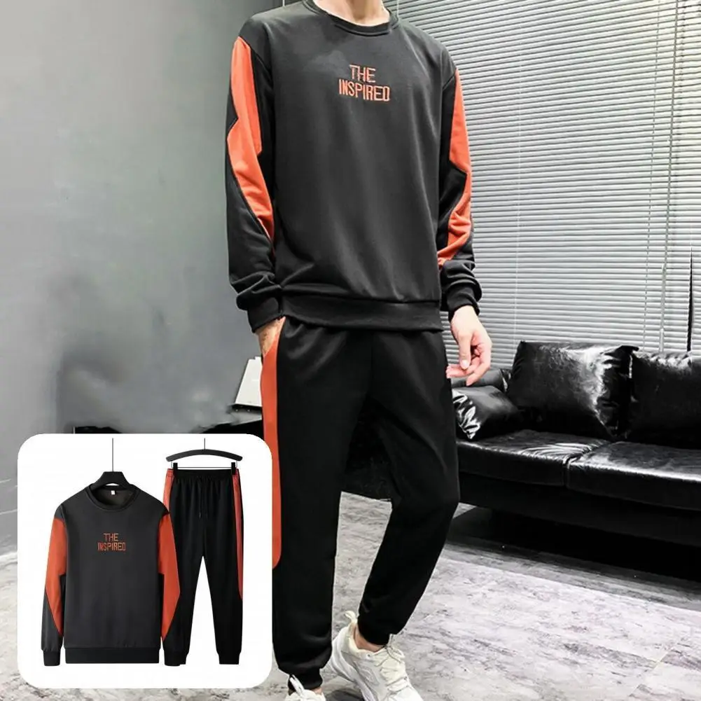 

2 Pcs/Set Trendy Embroidery Pants Suit Men Tracksuit Letter Mid Waist