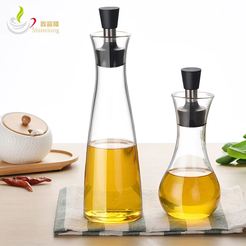 

High borosilicate glass seasoning bottle kitchen seasoning bottle creative soy sauce pot with lid vinegar oil bottle Stainless