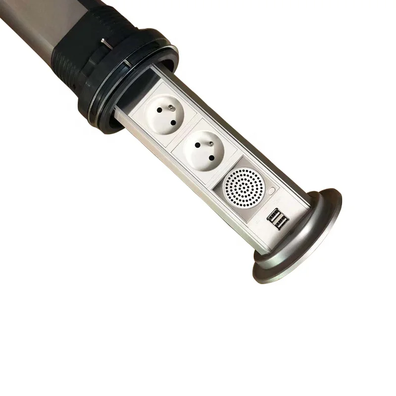 

Hot sales! tabletop pop up hidden power socket with Qi wireless phone charger + 2 AU power+ Bluetooth speaker 2 USB socket