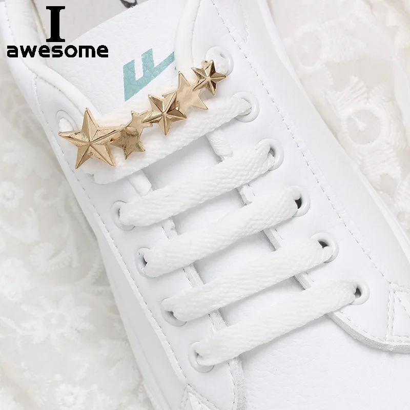 

New DIY Free to Match ShoeLace Golden Stars Metal Shoe Decorations for Shoes Lace Fashion Accessories for Casual Flats Sneakers
