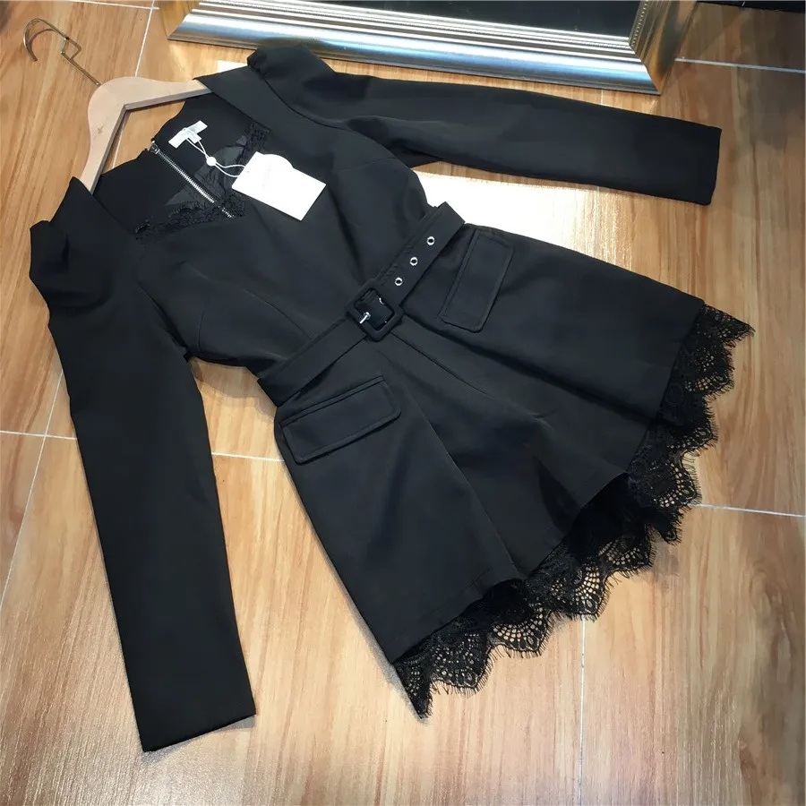 Осенне-зимний женский комбинезон с длинными рукавами черный костюмы женские