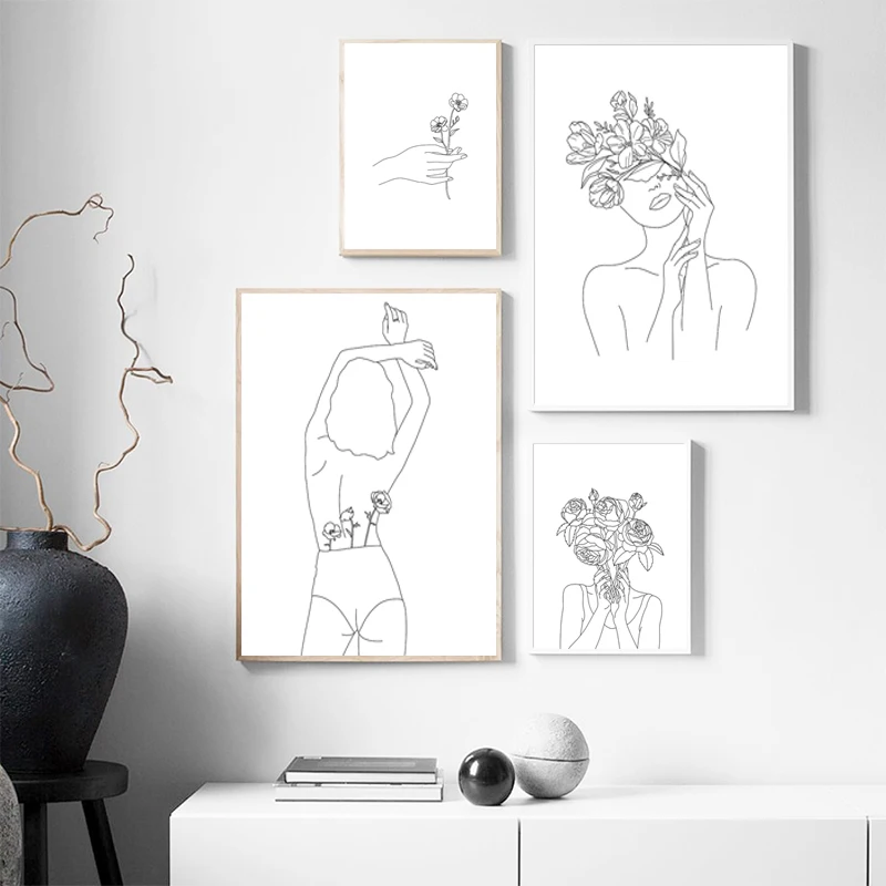 

Abstract Women Sexy Lady Body Line Drawing Canvas Painting Posters and Prints Wall Art Wall Paintings for Living Room Home Decor
