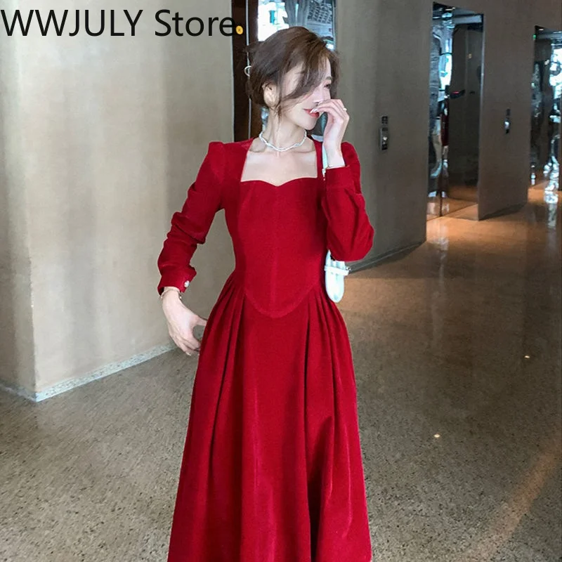 Женское бархатное платье средней длины элегантное черное винтажное для офиса