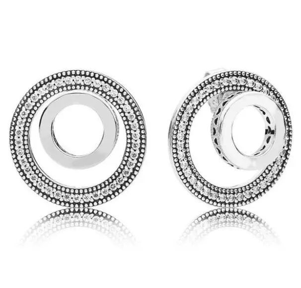 

925 Sterling Silver Forever Circle Signaturefashion Earring With Crystal Stud Earring For Women Weddingfashion Jewelry