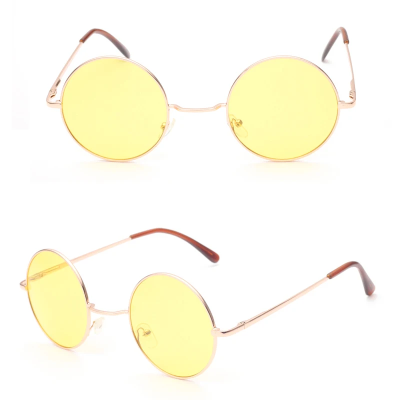 Женские солнцезащитные очки в металлической оправе круглые затемненные линзы