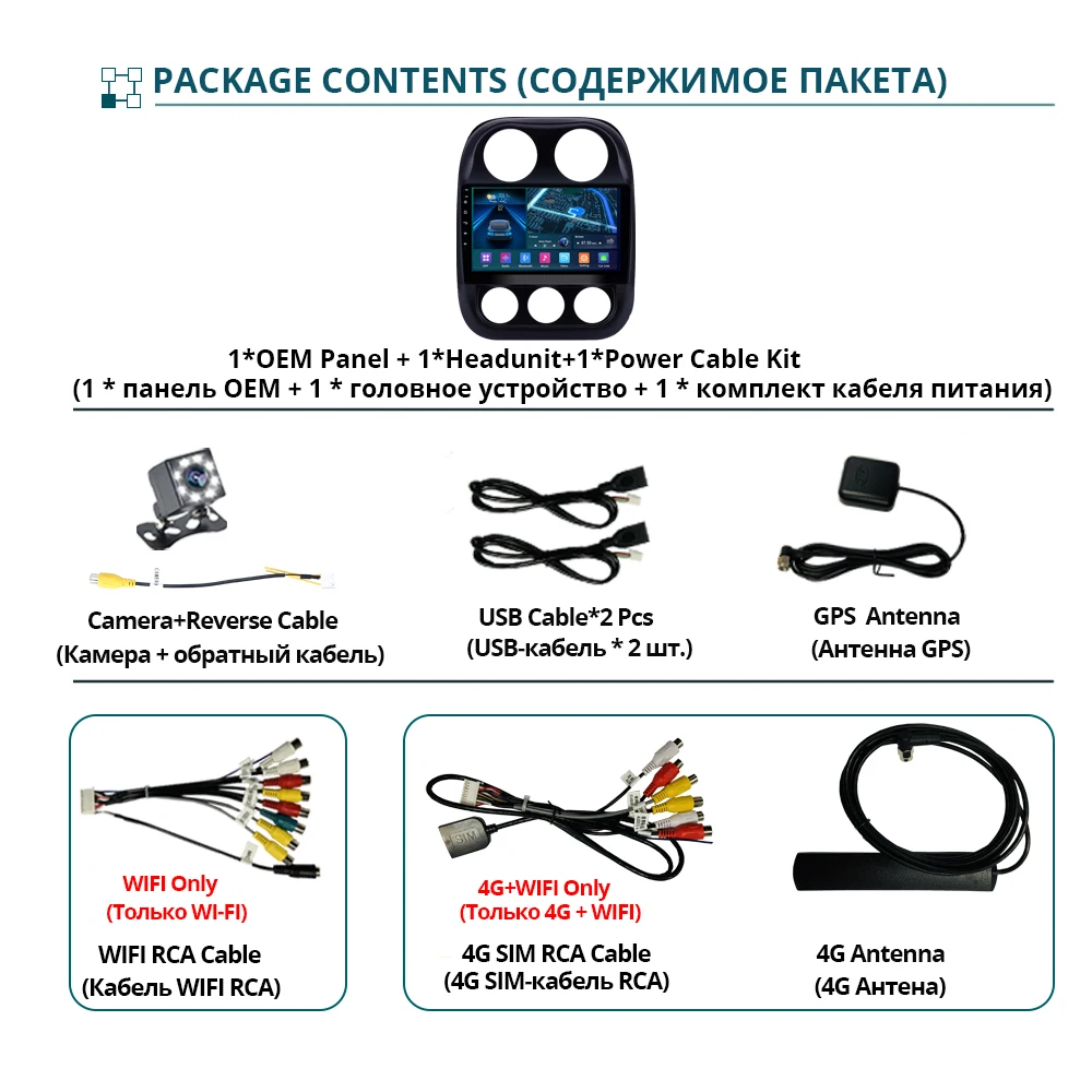

2 DIN Android 10.0 Blue-ray Car Radio For JEEP Compass 2010-2016 GPS Navigation Stereo Receiver Auto Radio Bluetooth Player IGO