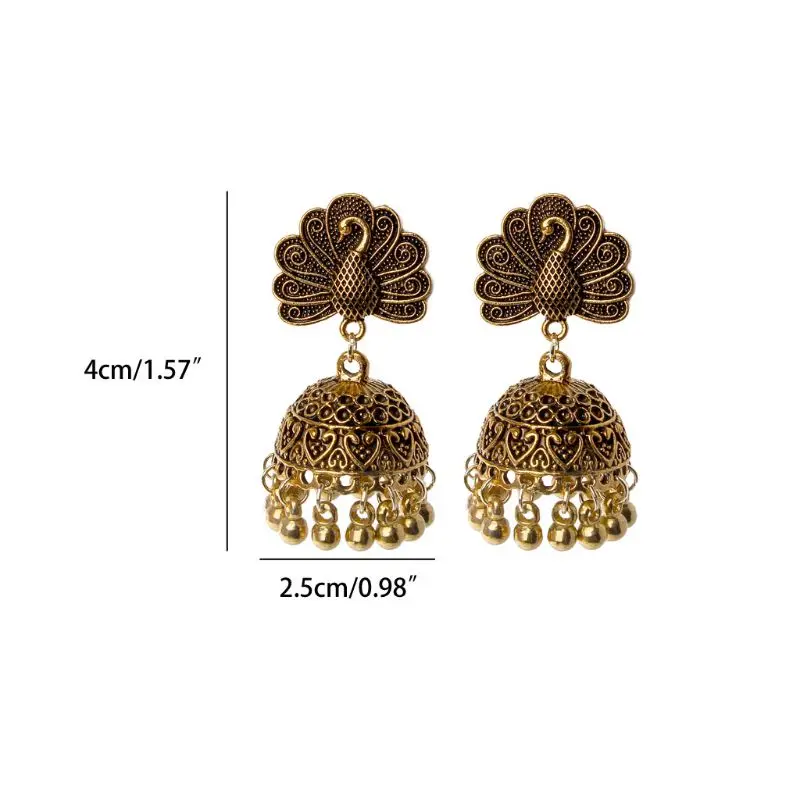 

Boho Vintage Peacock Jhumka Indian Ethnic Bollywood Gypsy Tribal Dangle Earrings E56A