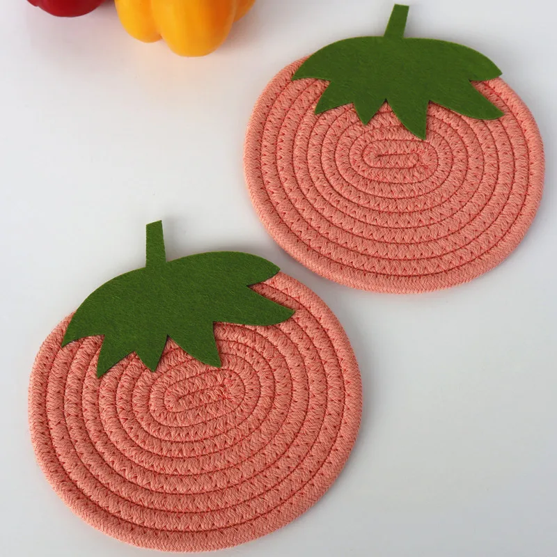 

Strawberry Woven Placemats Dining Table Mats Non-Slip Tableware Bowl Pads Drink Cup Coasters Kitchen Supplies