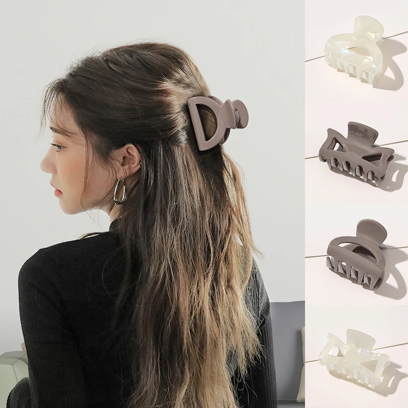 

Korean Style Hair Claw Women Hairpins Hair Clip Hair Accessories Vintage Geometric Acetate Acrylic Semicircle Bow Tie Styling