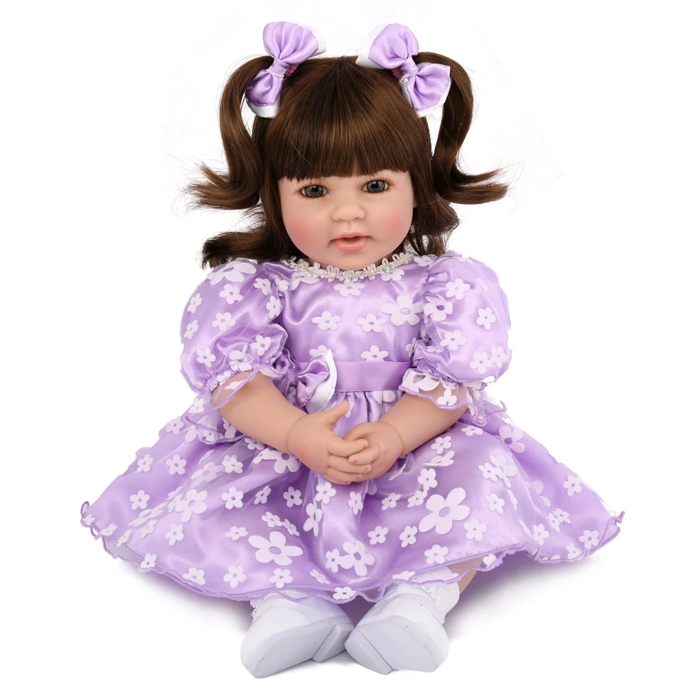 

50 CM Doll Soft Silicone Realistic Vinyl Reborn boneca Reborn Kids Baby Princess Purple