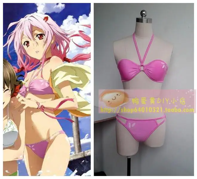 

Anime Guilty Crown Yuzuriha Inori Cosplay Costume Rose Red Bikini Custom Swimsuit Cosplay Wig for Women Girls Summer