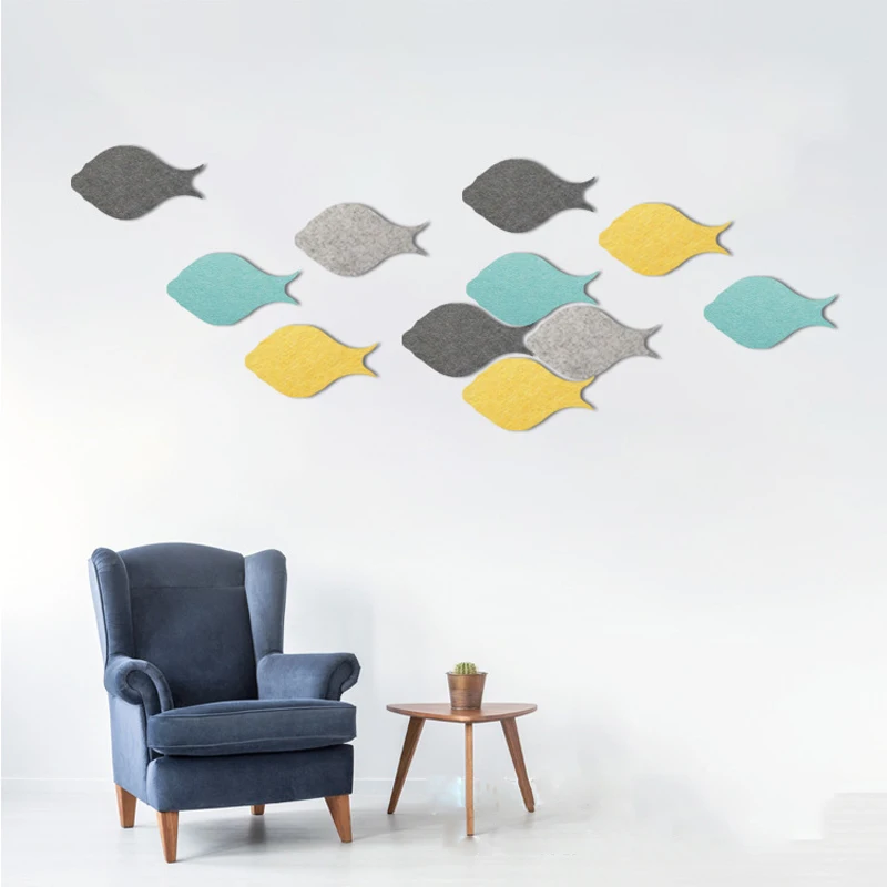 

Fish Sticker Wall Decoration Felt Bulletin Pin Board Cork Board Wall Decor Photos Memo Sofa TV Background Wall Decor