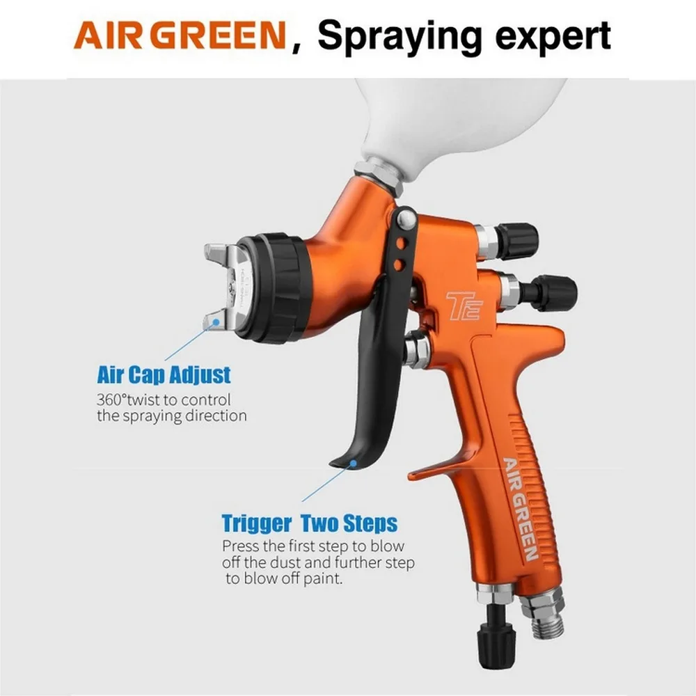 TE Spray Gun Nozzle Airbrush 1.3mm 600ml HVLP Paint Car Painting Furnitures DIY Kit Auto Repair Tool |