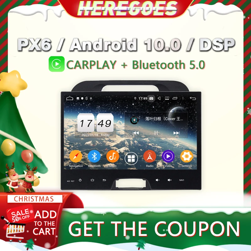 Автомобильный DVD плеер Carplay Android 10 0 PX6 DSP для KIA Sportage 3 2010 2016 навигация GPS BT Авторадио
