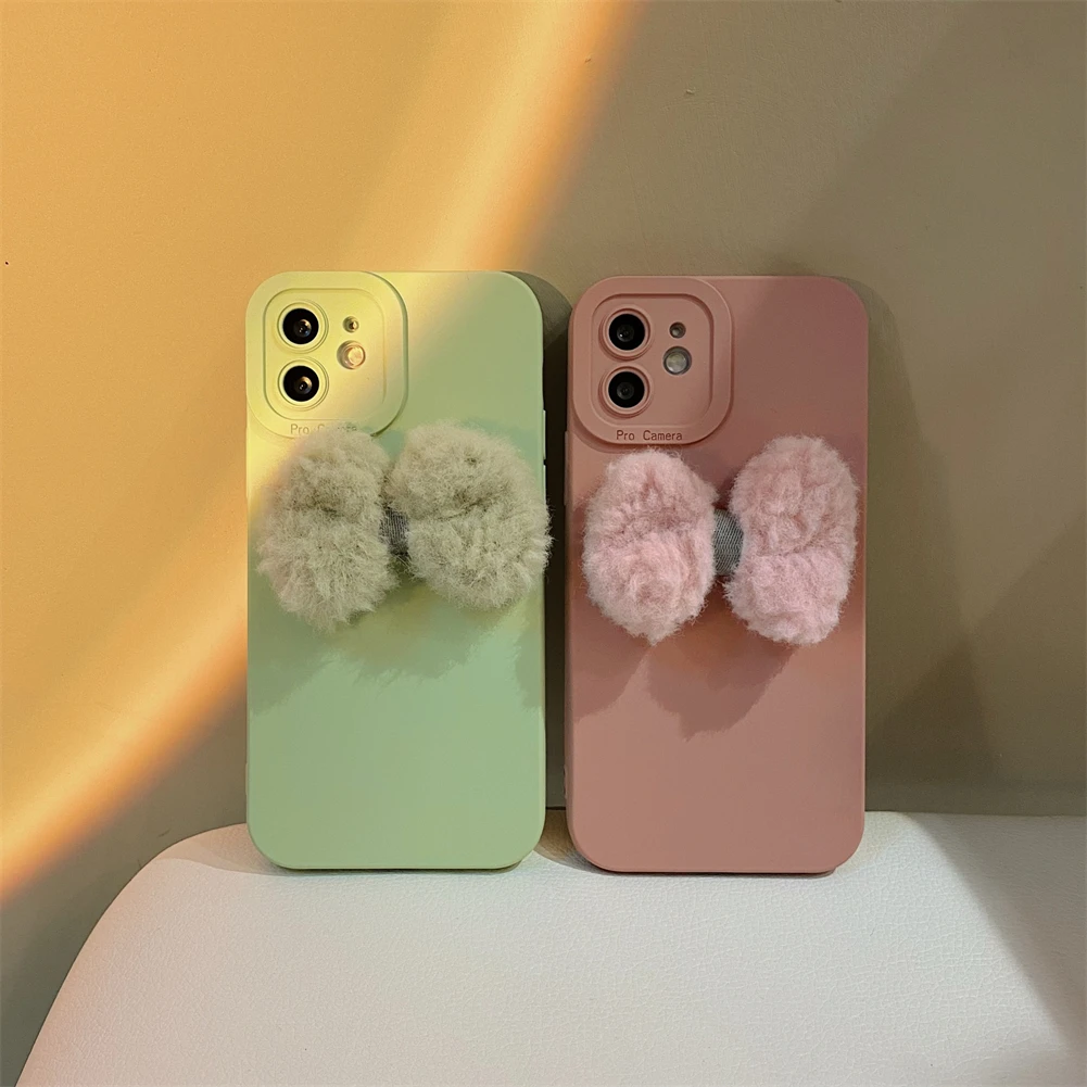 

Защитный силиконовый чехол для IPhone13Promax, простой плюшевый бант из ТПУ, Универсальный мягкий чехол, Женский чехол для Iphone