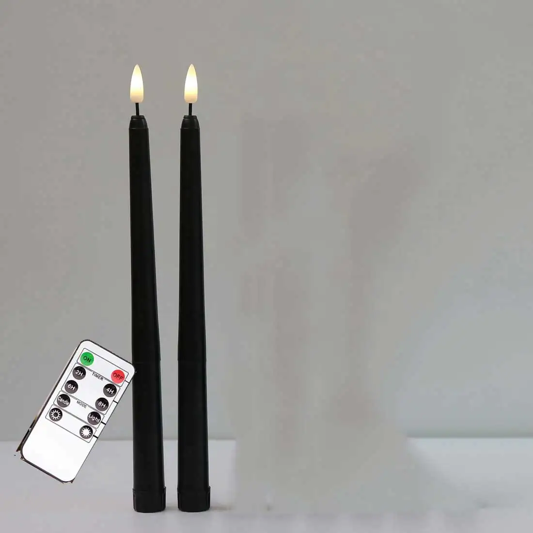 1 or 2 Pieces 11inch/28 cm Long LED Black Halloween Candles With Remote,Fake Timer Tall Christmas Candle Light For Table Window