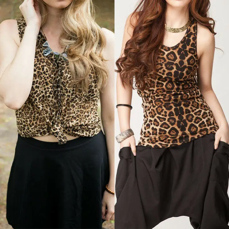 

Fashion Women Leopard Print Cami Basic Tank Top Vest T-Shirt Sleeveless Clothes
