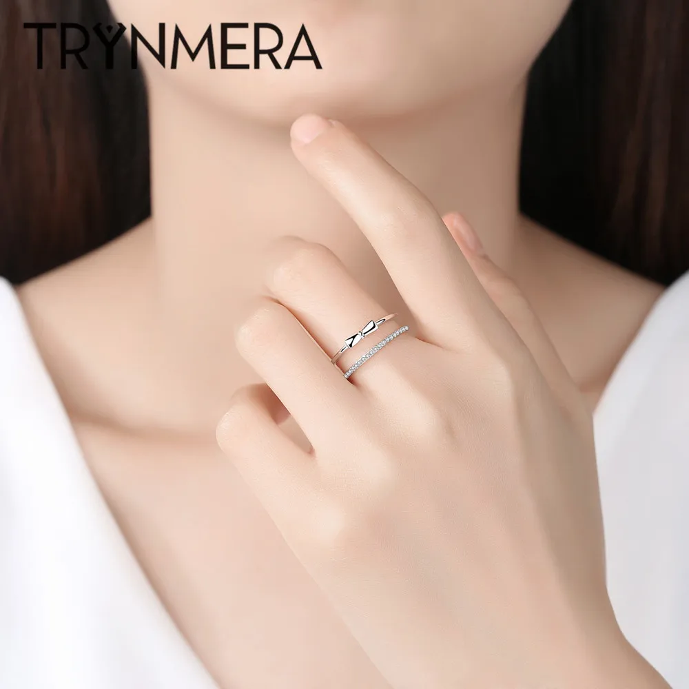 Женские кольца с бантом Trynmera классические регулируемые цирконием хорошее