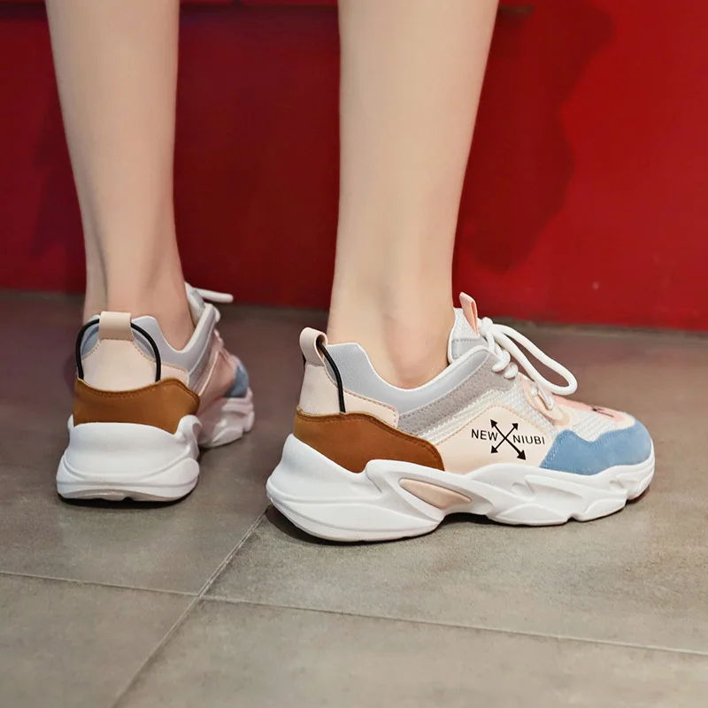Новинка сезон осень женские дышащие кроссовки на толстой платформе модная