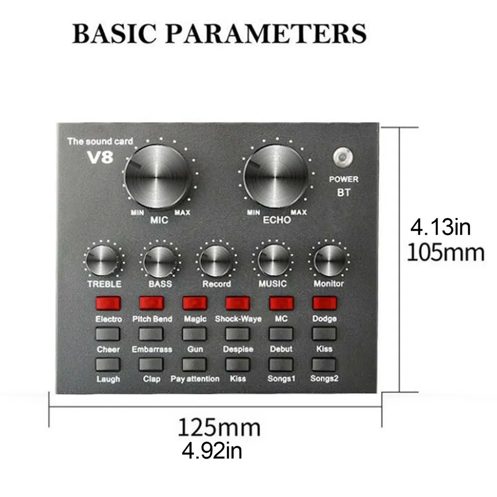 

V8 Live Sound Card Audio Mixer External USB Headset Microphone Mobile Computer Universal External Sound Card