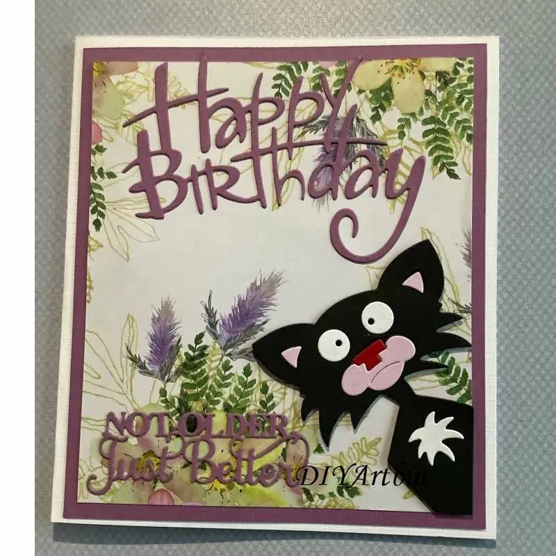 Christmas Cat metal cutting Dies scrapbooking new arrival 2020 Children Birthday Wishes Card Layering Die Making | Дом и сад