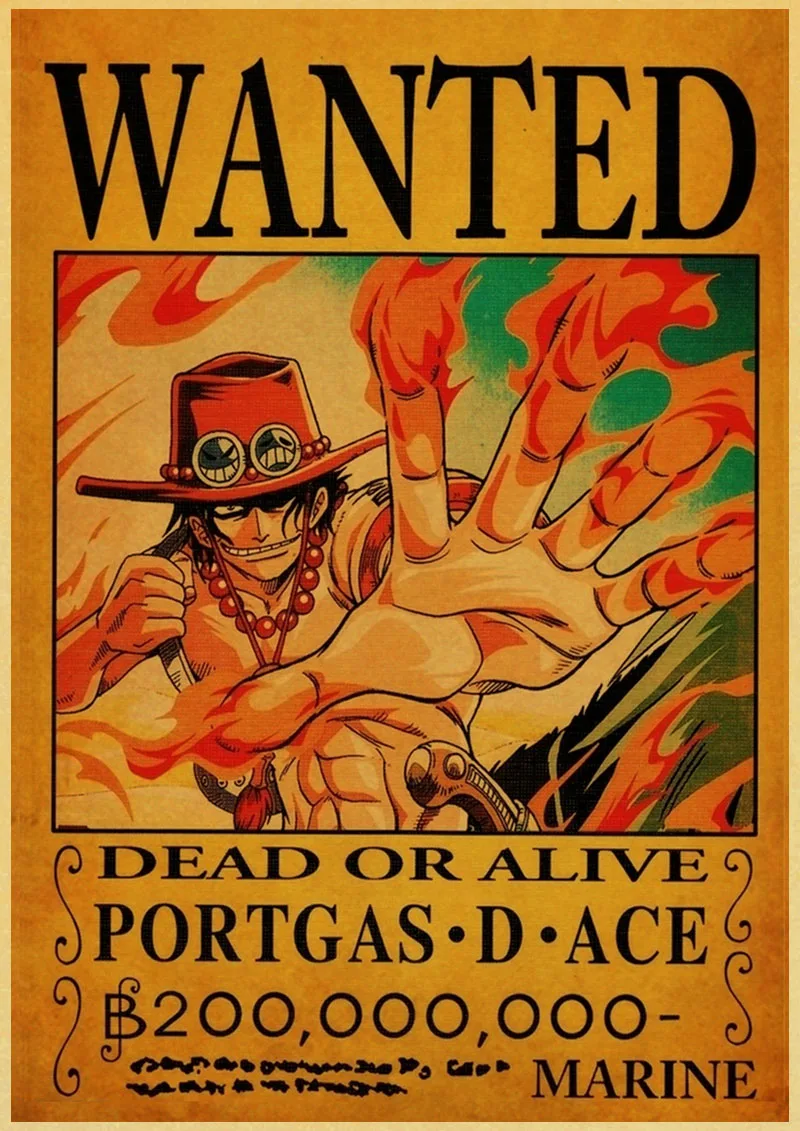 Классического японского аниме Одна деталь хотели с персонажами Монки Д Luffy Wanted