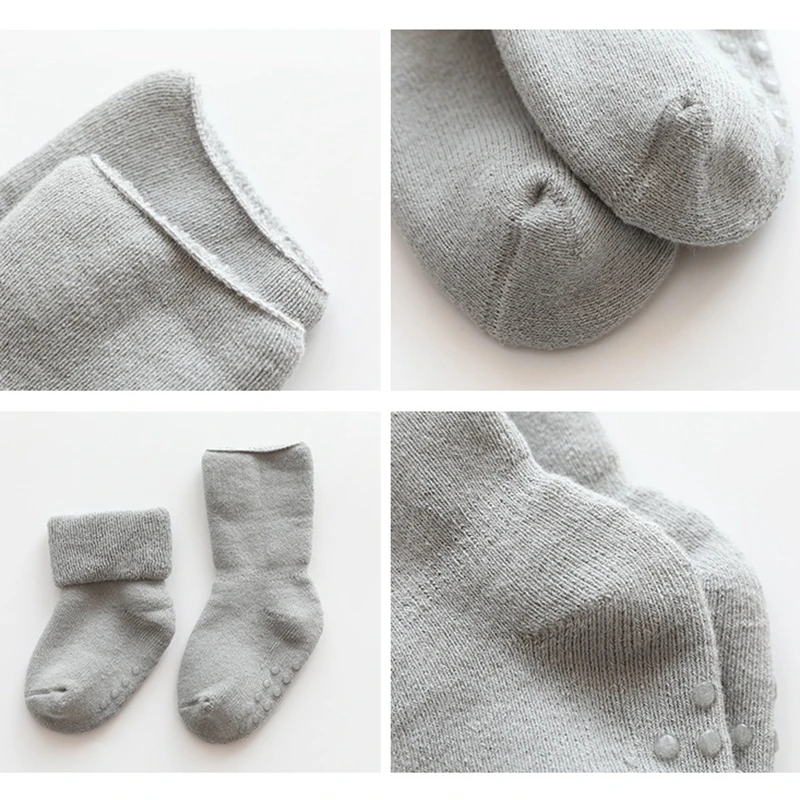 Baby Socks Anti Slip Kids With Rubber Soles Newborn Girl Boy Thicken Wool Floor Sock Children Winter Warmer Sokken 0-3Y | Детская одежда