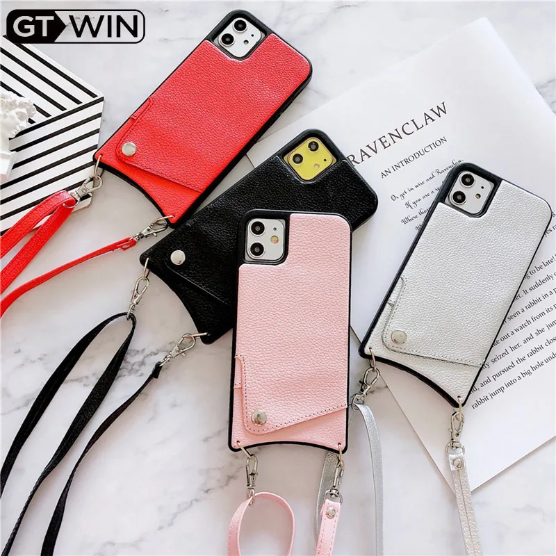 Чехол GTWIN для iPhone 11 Pro XS MAX XR X 7 8 Plus кошелек с отделением кредитных карт и цепочкой