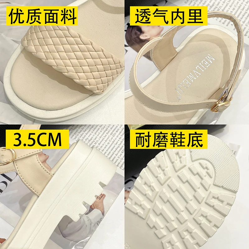 

All-Match Female Sandal 2021 Summer Clogs With Heel Clear Shoes Med Womens Wedges Muffins shoe Girls Fashion Thick Medium Comfor
