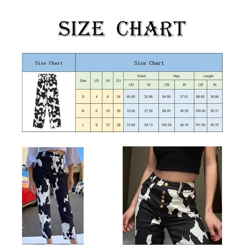 

Woman Pants High Waisted Pants Straight Trousers Cow Colorblock Pattern Leg Street Style Single Breasted Printed Womens Trousers