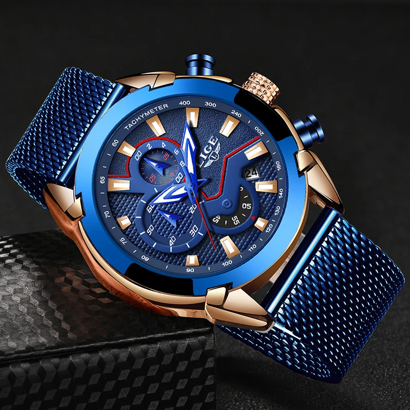LIGE мужские часы с силиконовым ремешком Топ бренд класса люкс водонепроницаемый