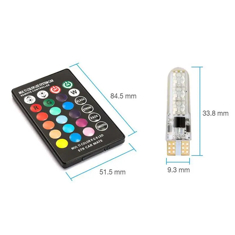 

Car LED remote control width light RGB flashing light light silicone control T10 with 5050 colorful dome car read remote dr V1Q0