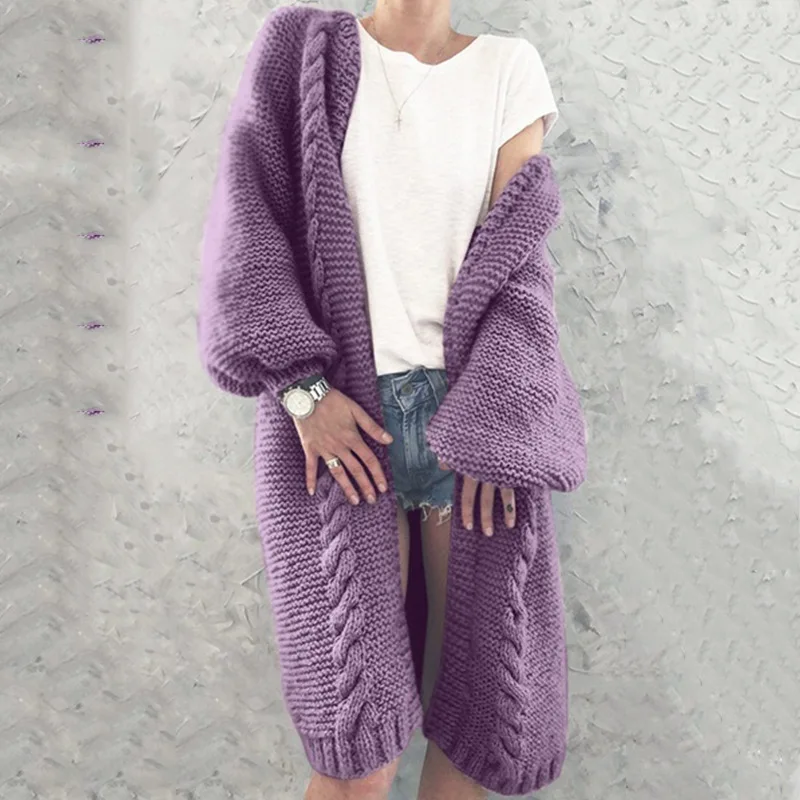 

2020 Ladies Fall/Winter Loose Cardigan Jacket Sweater Knitted long loose ladies sweater pullover Fashion winter clothes