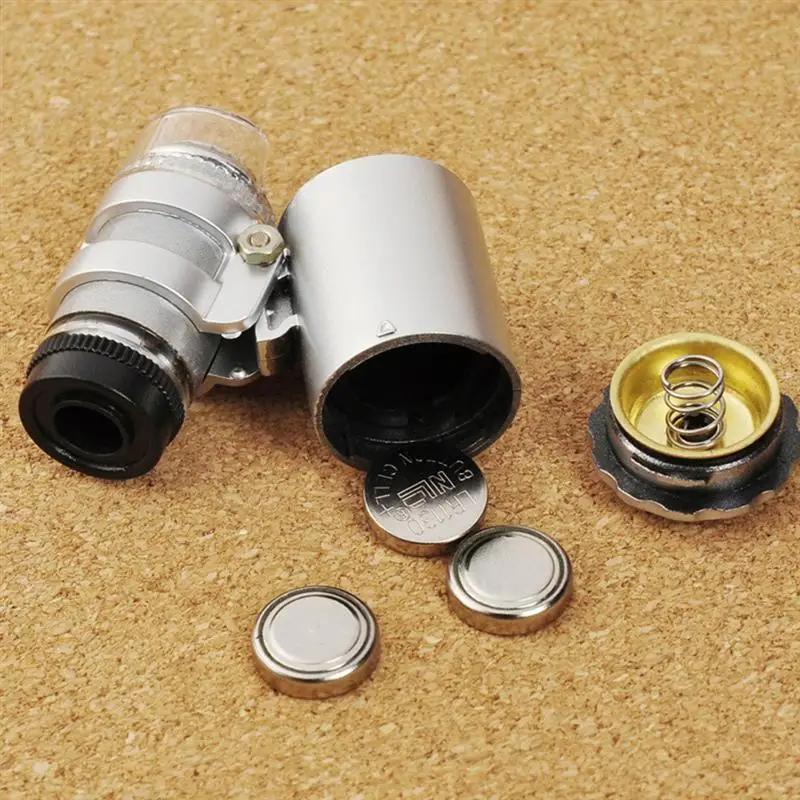 

2pcs Mini Pocket LED Microscope Magnifier Mutifunctional Currency Detection Tool