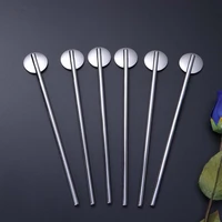 10pcspack stainless steel round shape metal drinking spoon straw reusable straws cocktail spoons set cocktail spoons filter set