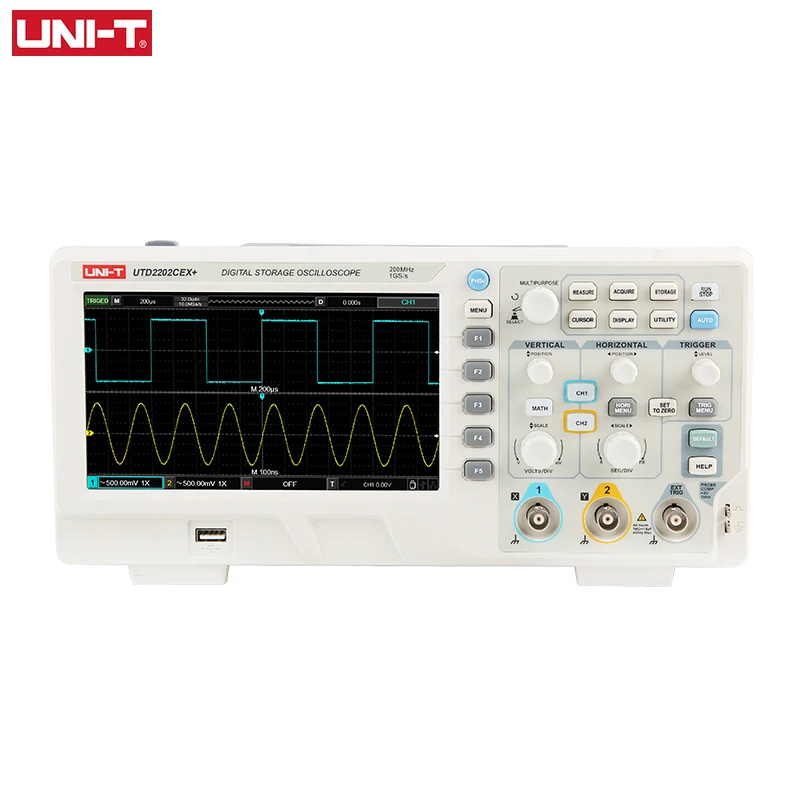 UNI-T цифровой осциллограф UTD2202CEX + 200 МГц USB 2 канала частота дискретизации 1 ГГц/с