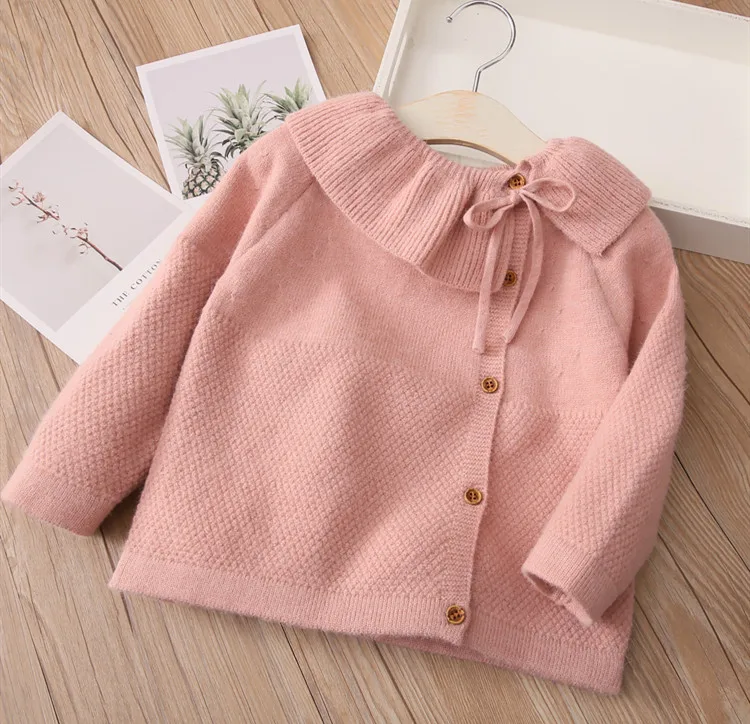 

2020 Autumn Winter Kids Pink Sweater Knit cardigan Children New Year Clothing Girls Cotton Baby Girl Costumes SD76