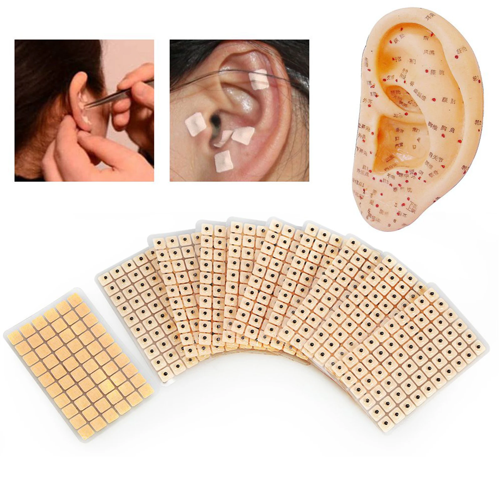 

600Pcs/set Ear Acupuncture Massage Sticker Ear Point Massage Press Therapy Needle Seeds Patch Auricular Auriculotherapy Vaccaria