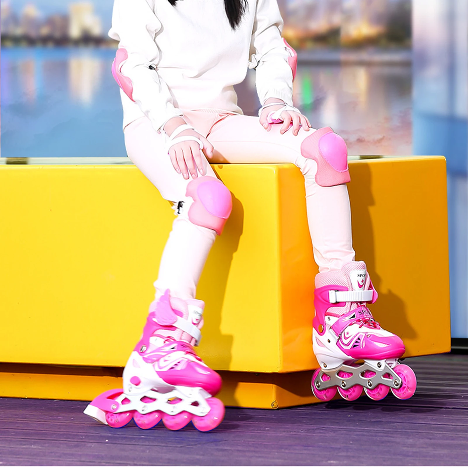 Детские роликовые коньки Flash одноколесные в линию регулируемый размер для мужчин